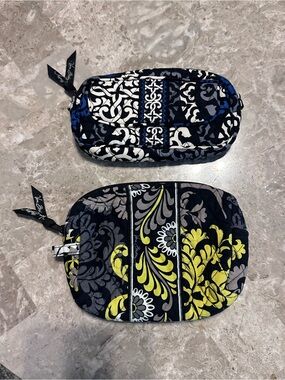 Vera Bradley Quilted Floral Zip Pouches - Black, White, Blue, Yellow